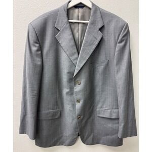 Brooks Brothers Mens Blazer 48RG Gray‎ Pinstripe Super 110s Wool Sport Coat
